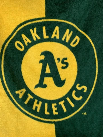 Biederlack Blanket Oakland A's Athletics Baseball MLB 55 x 77 Green Yellow White Cover