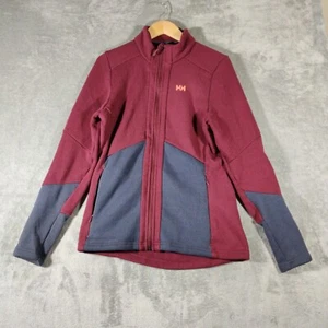Helly Hansen Jacket Womens Large Burgundy & Gray Full Zip Fleece Front Pockets - Picture 1 of 7