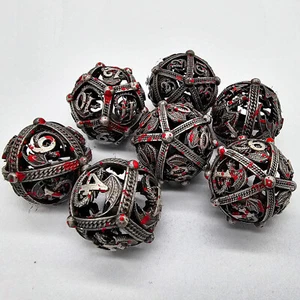 Juego de dados Silver Blood Hollow Metal Orbe DnD redondo poliédrico RPG mazmorras dragones - Imagen 1 de 8