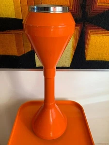 VINTAGE ORANGE MADE IN ITALY SPACE AGE STANDING ASHTRAY - Picture 1 of 5