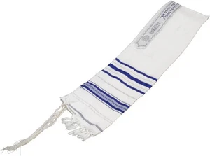 Tallit Tallis Acrylic Prayer Shawl Kosher Blue / Silver 18" X 72" Atarah Israel - Picture 1 of 1