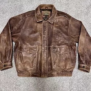 Cabela’s Men’s Brown Thick Heavy 100% Leather Dress Motorcycle Bomber Jacket XL - Picture 1 of 16