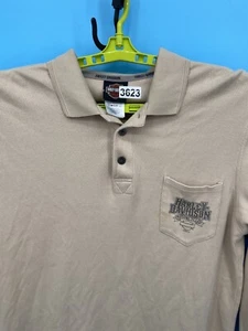 Harley Davidson Henley Para Hombres Grande Bronceado Manga Larga Lado Dounle Bordado EE. UU. - Imagen 1 de 17