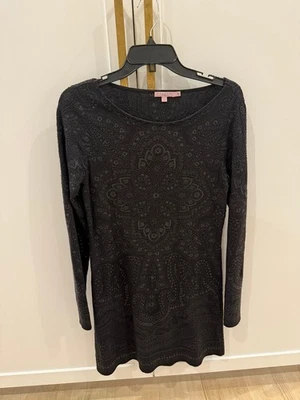 calypso st barth dress black with embroidery size small long sleeve - Image 1 of 4
