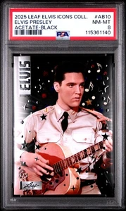 Colección de iconos de hojas Elvis Presley 2025/2 acetato negro #AB10 PSA 8 - Imagen 1 de 2