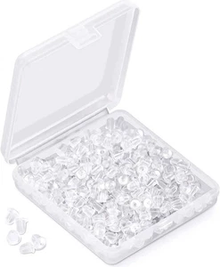 TONVER Bead Boutique 100pcs (50 Pairs) Clear Soft Rubber Butterfly Earring Backs - Picture 1 of 6