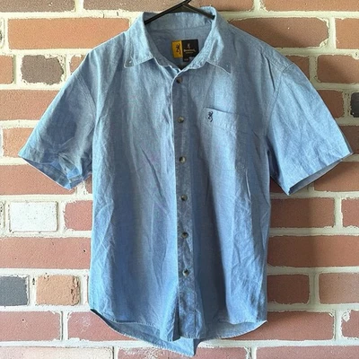 Browning Ropa Deportiva Informal Adulto Hombre M Azul Manga Corta Camisa Abotonada Foto 1 de 4