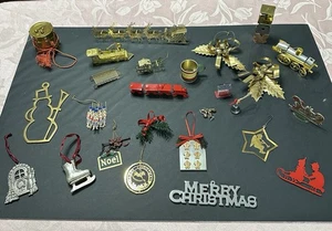 Vintage lot of 25 brass/metal Christmas ornaments some are 3-D, EUC - Picture 1 of 6