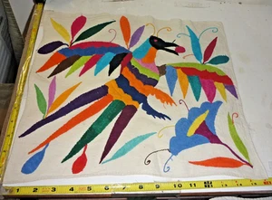 Tapiz de tela/tela MOLA colorido pájaro hecho a mano de colección - Panamá ~ 16" L x 14" H - Imagen 1 de 7