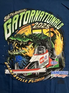 NHRA DRAG RACING OFFICAL 2025 GATOR NATIONALS blue  EVENT T SHIRT  SIZE LARGE - Picture 1 of 4