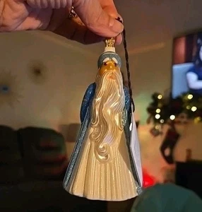 Glitterazzi Vetro Soffiato a Mano Lucidato Ornamento Babbo Natale 5", Gioia al Mondo, B - Foto 1 di 6