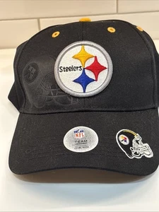 NEW Pittsburgh Steelers Strap Back Hat Cap NFL  Apparel Black Embroidered OSFA - Picture 1 of 11