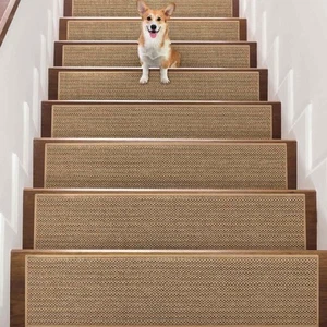 Linen Non Slip Stair Treads Carpet for Wooden Steps Indoor, Peel and Stick Ca... - Picture 1 of 7