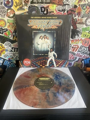 SATURDAY NIGHT FEVER Soundtrack VG++ 2LP RED/ORANGE/BLUE VINYL W/HYPE STICKER - Image 1 of 2