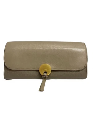 Cartera larga Chloe de cuero beige para mujer Foto 1 de 4
