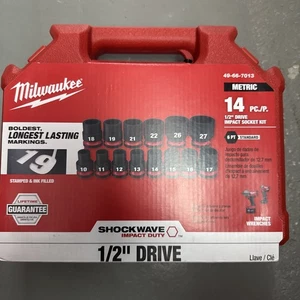 Milwaukee 49-66-7013 SHOCKWAVE Impact Duty 1/2″ Drive Sockets - Set of 14 - Picture 1 of 1