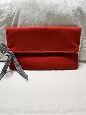 全新带标签 J. Crew 红色/橙色天鹅绒信封手拿包 — 第 1/4 张图片