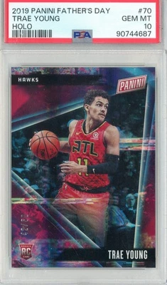 Panini Fathers Day Trae Young Holo RC 2019/50 No.70 PSA 10 Gem Mint Hawks Foto 1 de 3