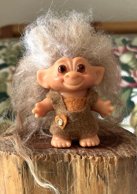 Muñeca troll DAM vintage años 60, mohair ombre marrón cálido, ojos de vidrio ámbar Foto 1 de 4