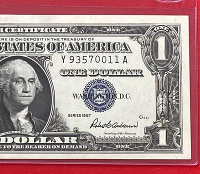 1957 $1 Dollar Silver Certificate (Blue Seal) Block Y-A , Uncirculated - Image 1 of 3