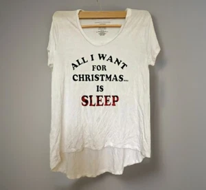 Grayson Threads Pajama Sleep Top Tee White Christmas S Stretch Rayon Lightweight - Picture 1 of 4
