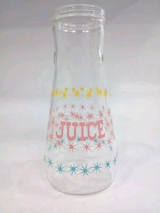Vintage 50's Atomic Star Hazel Atlas Glass EZ Pour Juice Jar Pastels MCM NO LID - Picture 1 of 12