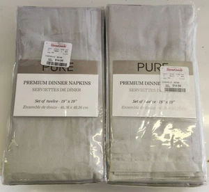 24 NEW Premium DINNER NAPKINS 19" × 19" 100% COTTON SILVER GRAY by PURE - Picture 1 of 3