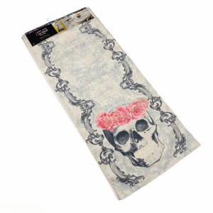 Cynthia Rowley Curious Halloween Gothic Skull & Roses 72" Table Runner - Picture 1 of 1