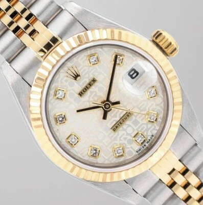 Rolex Ladies Datejust Two-Tone 26mm Silver Jubilee Diamond Dial Fluted Jubilee - Image 1 of 4