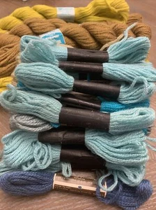 27 Bucilla ,Paragon 3-ply Persian Yarn Wool Green Blue Shades Needlepoint - Picture 1 of 4