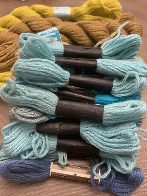 27 Bucilla ,Paragon 3-ply Persian Yarn Wool Green Blue   Shades  Needlepoint - Image 1 of 4