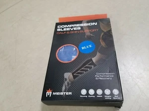 New MEISTER COMPRESSION SLEEVES PAIR Calf Shin, Small, Blue - Picture 1 of 4