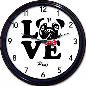 Mops Hund Wanduhr Liebe Hunde individuell personalisieren Sie es auf Ihre Weise Neu 10" - Bild 1 von 2