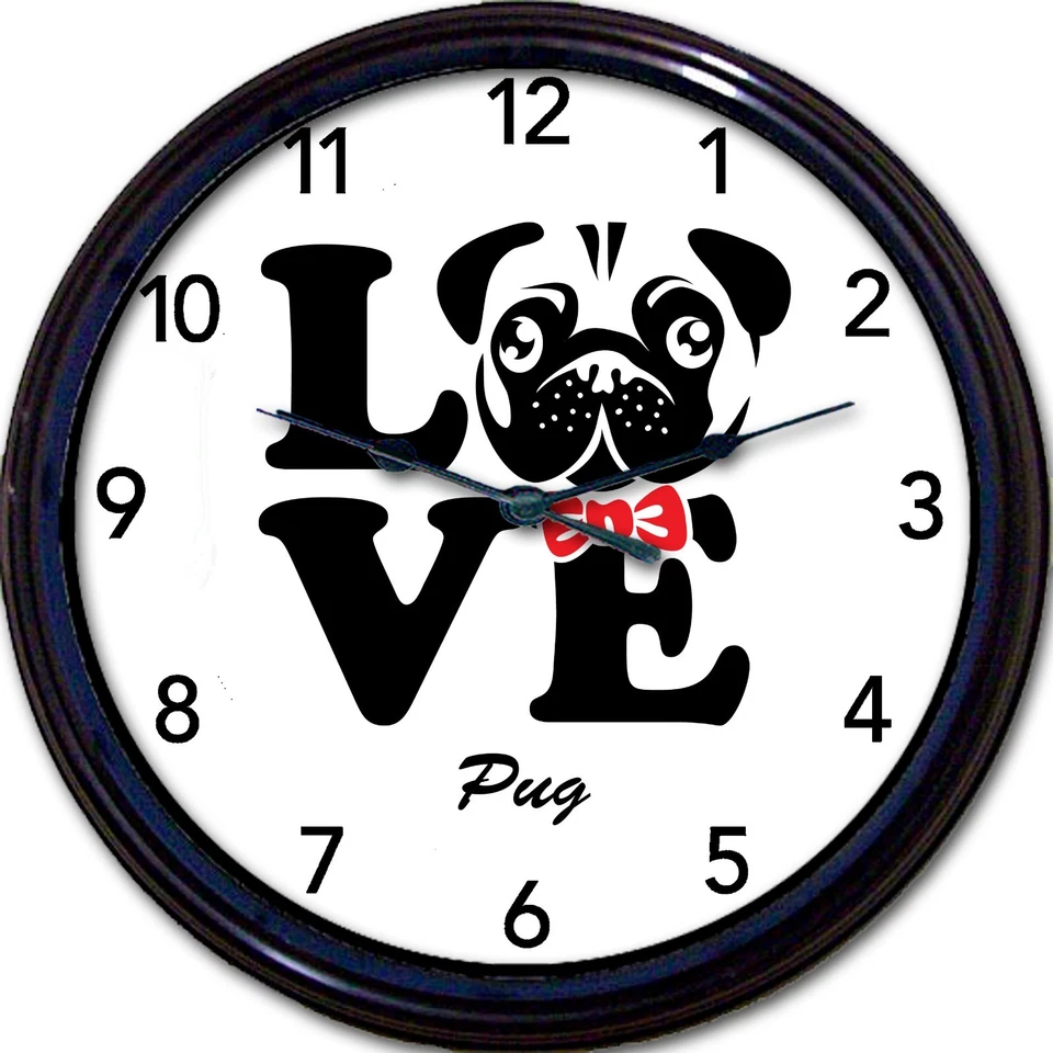 Pug Dog Wall Clock Love Canine Dogs custom personalize it your way New 10" - Image 1 of 2