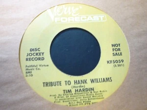TIM HARDIN TRIBUTE TO HANK WILLIAMS/YOU UPSET THE GRACE OF LIVING 45 VERVE  M- - Imagen 1 de 2
