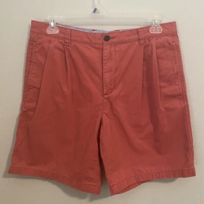 Pantalones Cortos Hombre Club Room Talla 33 Algodón Coral Rosa Plisado Chino Foto 1 de 4