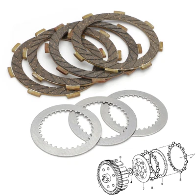 4x Clutch Friction & 3x Steel Plates for Kawasaki KE100 KD80 MINI KM100A KH100 - Изображение 1 из 4