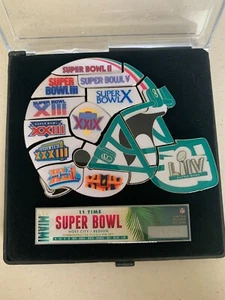 NFL SUPER BOWL 11 PIN SET HELMET PUZZLE STYLE MIAMI HOST CITY / REGION FLORIDA - Picture 1 of 1