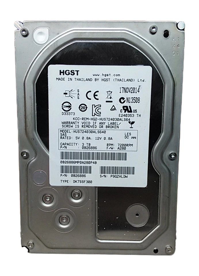 HGST HUS724030ALS640 (0B26886) 3TB 3.5" 7.2k  SAS  FOR SERVER - Image 1 of 4