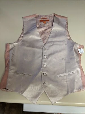 Men's Egara Orange and Pink Metallic  Slim Fit  5 Button Vest Sz L NWT $60 - Image 1 of 4