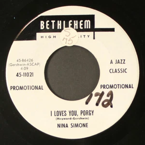 NINA SIMONE: i loves you porgy / love me or leave me BETHLEHEM 7" Single 45 RPM - Picture 1 of 2