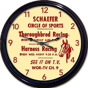 "Reloj de pared Schaefer arnés pura sangre carreras de caballos montaña rusa WOR TV 10" - Imagen 1 de 1