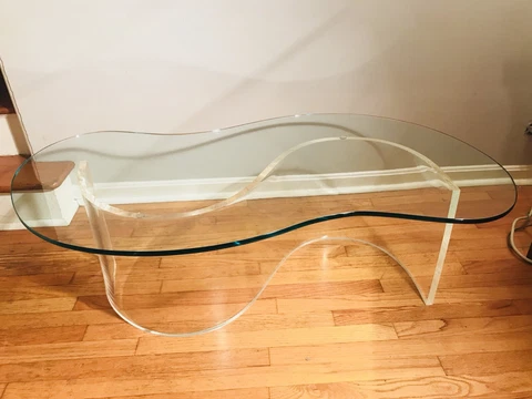 Vintage Charles Hollis? Lucite Coffee Table S Snake Wave Design MCM Cover