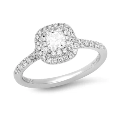 TIFFANY Soleste Platinum Cushion-cut .34ct Diamond Double Halo Engagement Ring 6 - Image 1 of 4