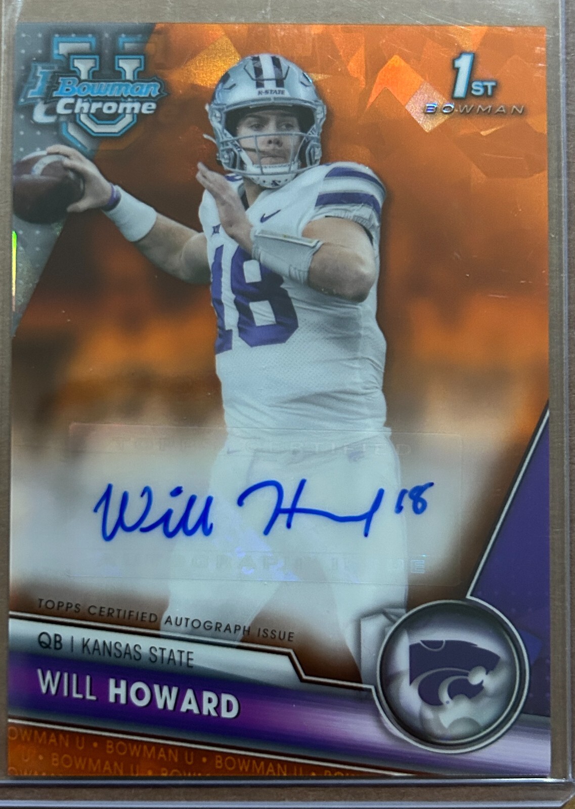 2023 Bowman Chrome Sapphire University Orange Auto WILL HOWARD (#10/25)