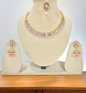 Feine Spiegel, Perle und Messing Kugeln Perlen vergoldet Schnur Halskette Set. - Bild 1 von 12