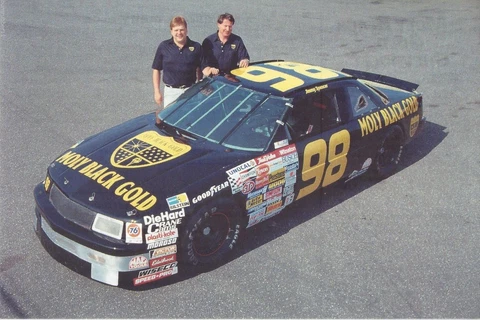 1992 JIMMY SPENCER, TRAVIS CARTER "MOLY BLACK GOLD" NASCAR WINSTON CUP POSTCARD Cover