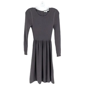 Boden geripptes Pulloverkleid Damen US 4R Rückenknöpfe Wollmischung lila taupe - Bild 1 von 8