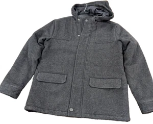 Gap Kids Wool Winter jacket Coat Hooded Knit plush Full Zip Boys XXL Pinstripe - Picture 1 of 11