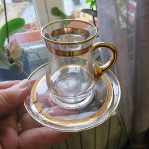 1 Saint Louis Crystal Tea Cup Gold Model Signed - Picture 1 of 11
